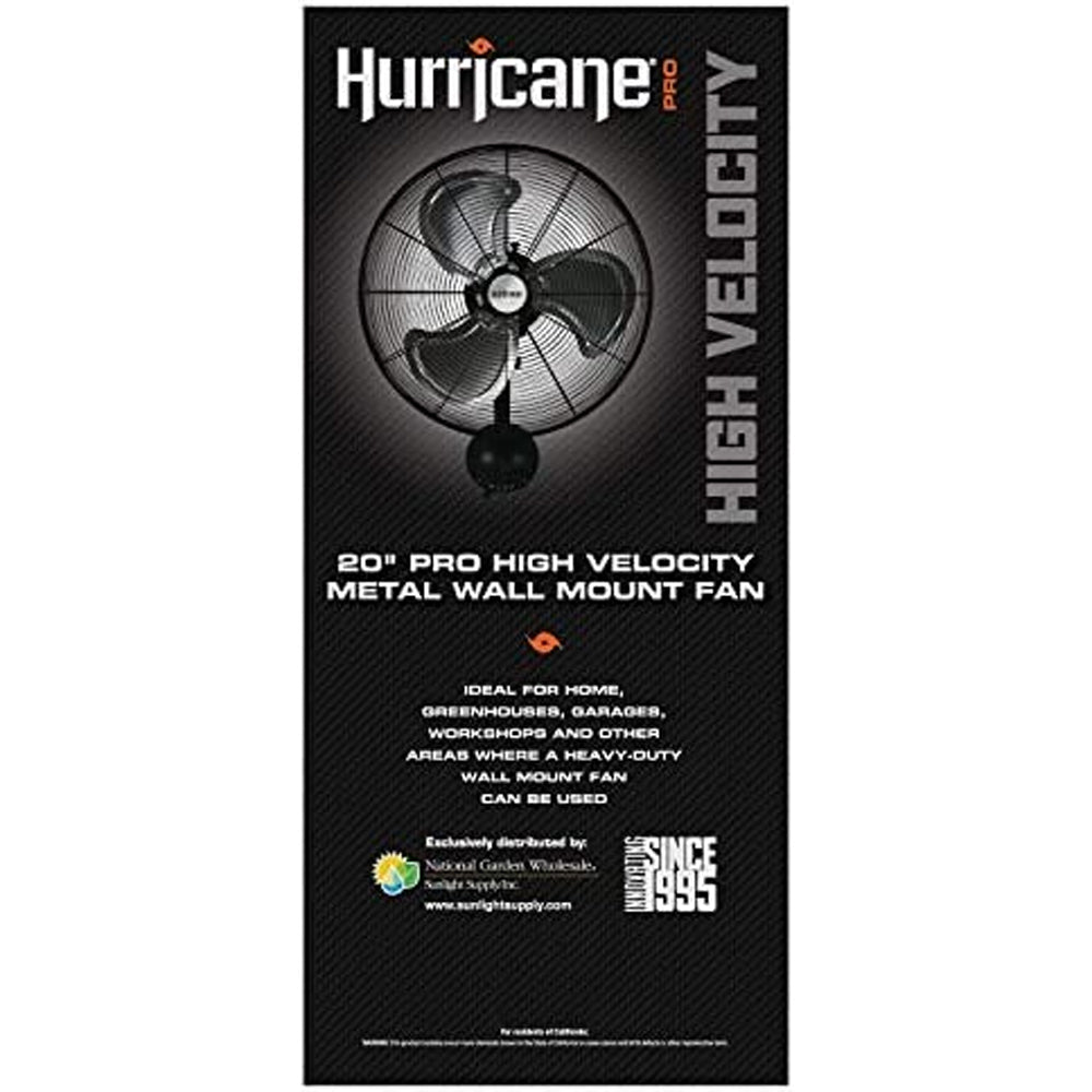 Hurricane® Pro High Velocity Oscillating Metal Wall Mount Fan 20" - HGC736474