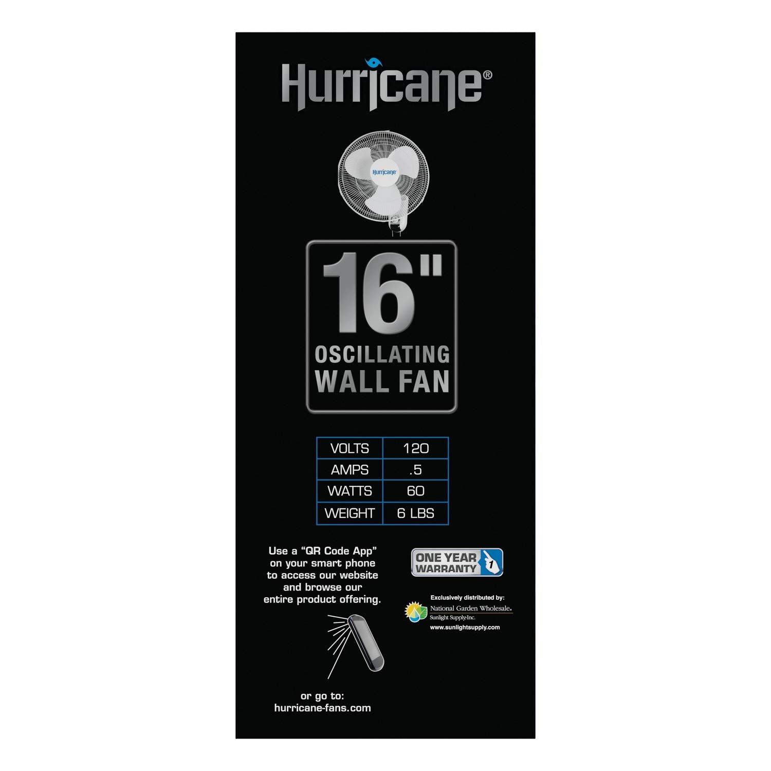 Hurricane® Classic Oscillating Wall Mount Fan 16" - HGC736503