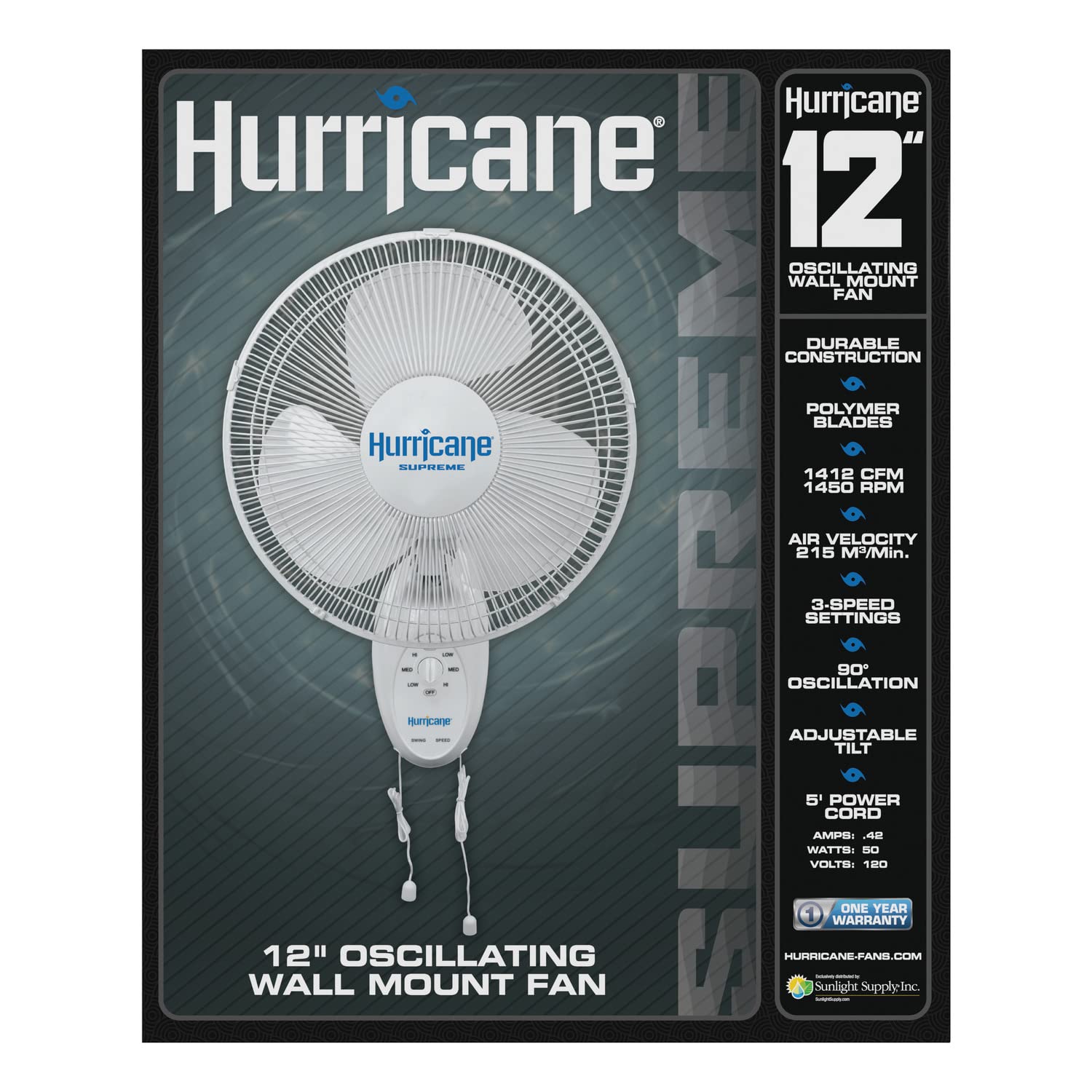 Hurricane® Supreme Oscillating Wall Mount Fan 12" - HGC736500