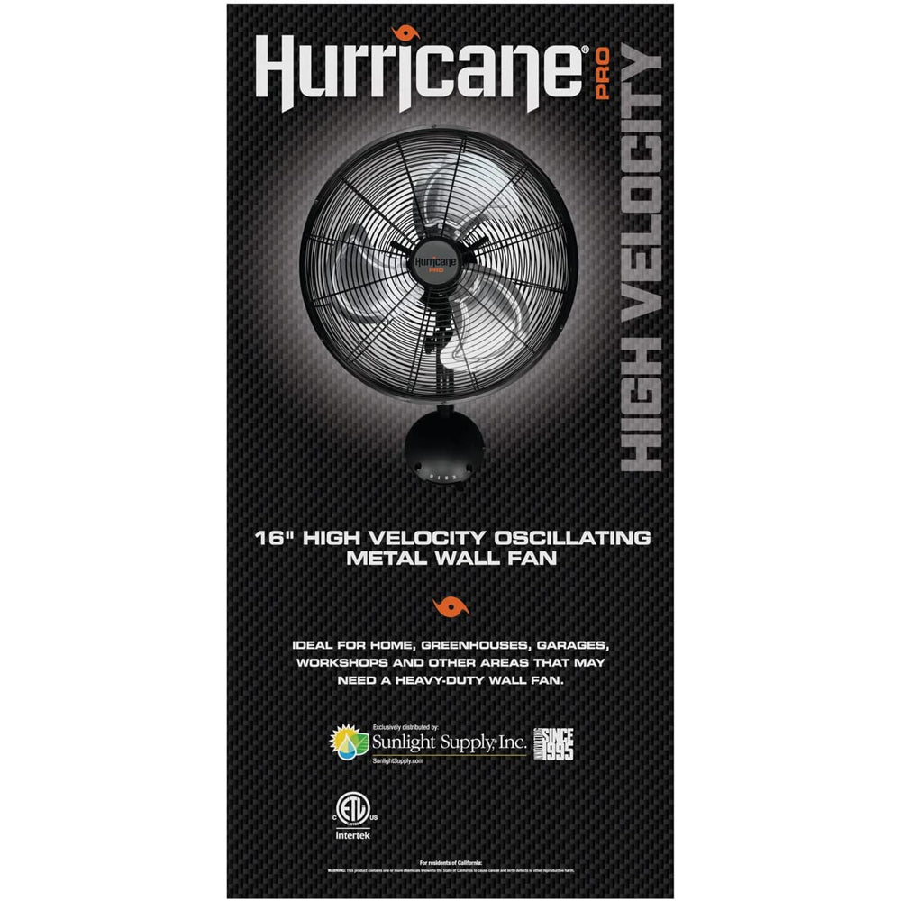 Hurricane® Pro High Velocity Oscillating Metal Wall Mount Fan 16" - HGC736484