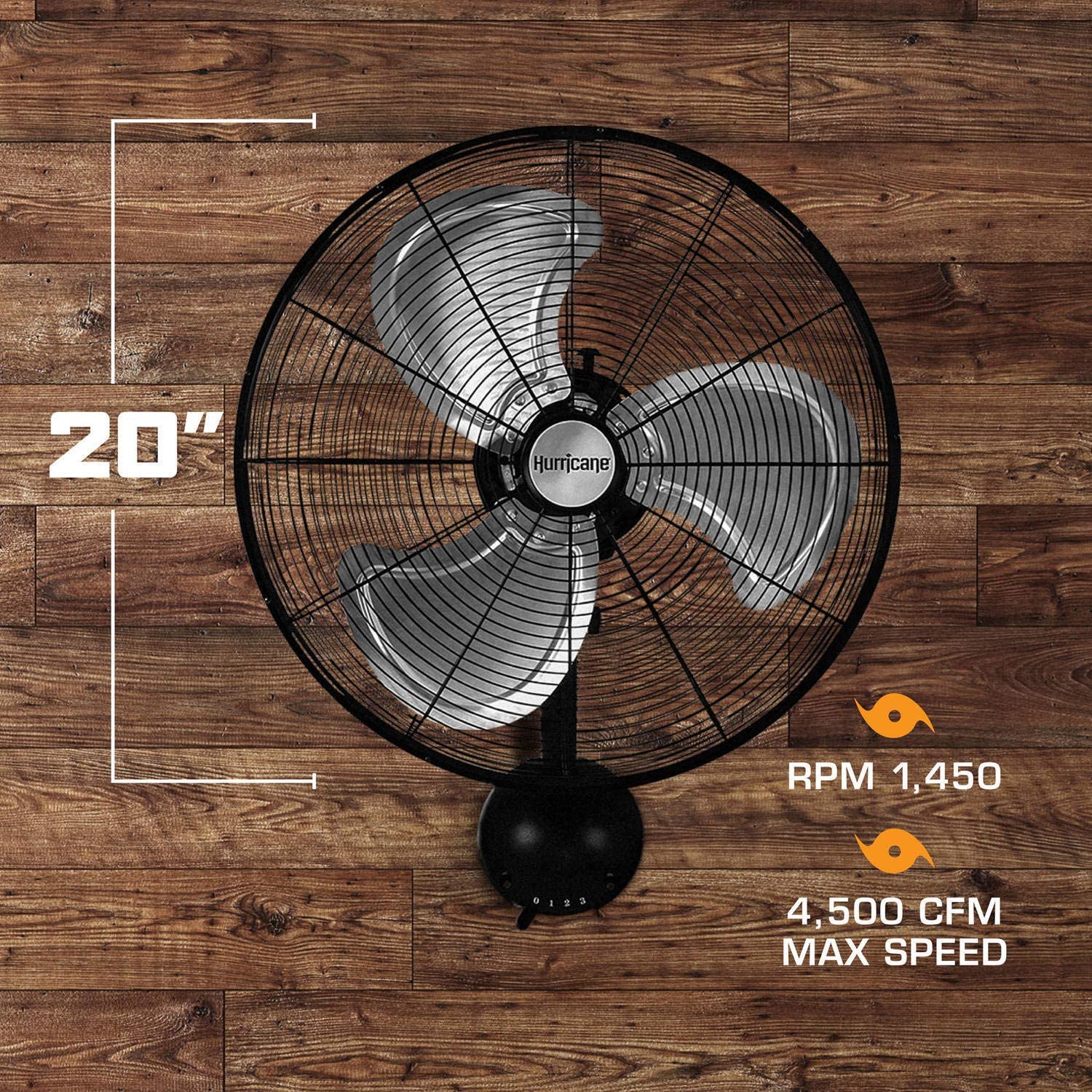 Hurricane® Pro High Velocity Oscillating Metal Wall Mount Fan 20" - HGC736474