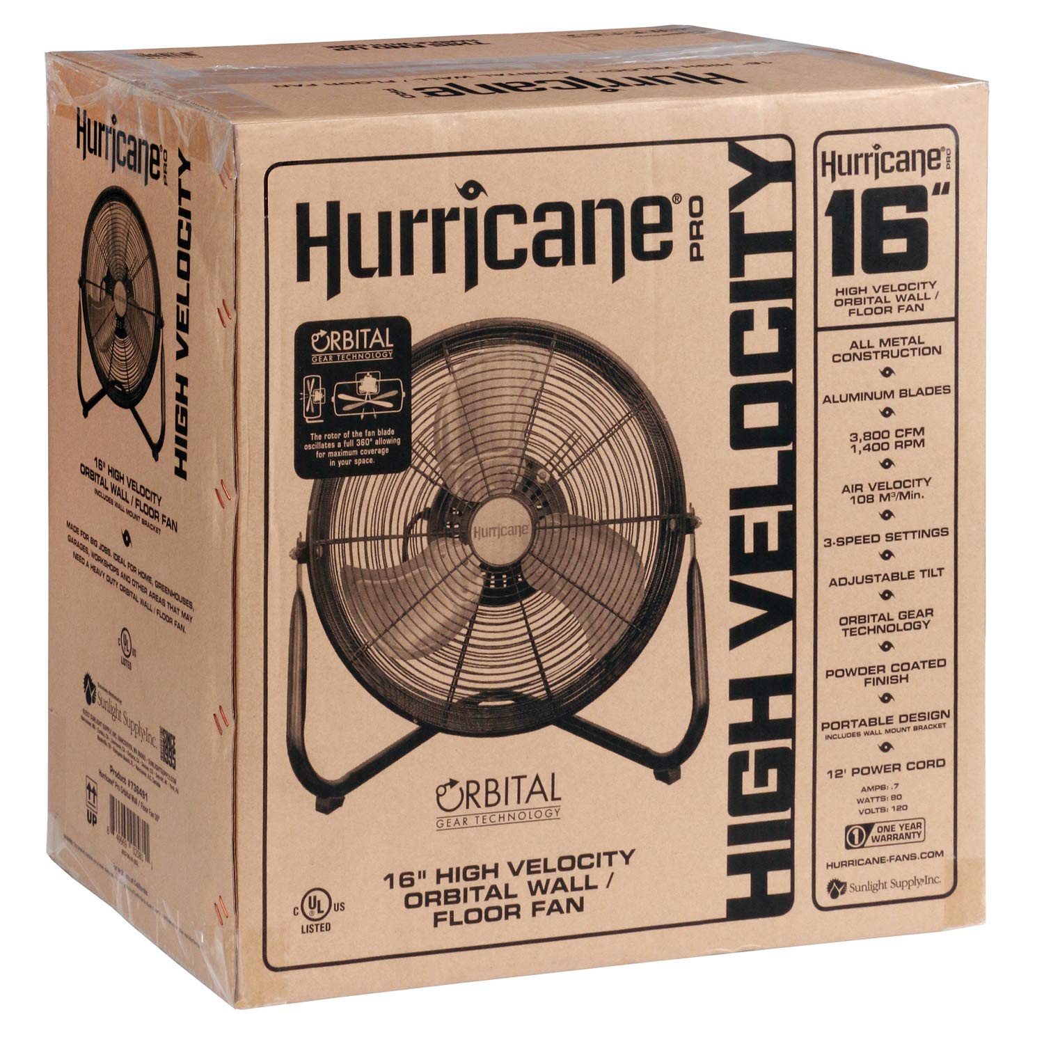 Hurricane® Pro Heavy Duty Orbital Floor Fan 16" - HGC736491