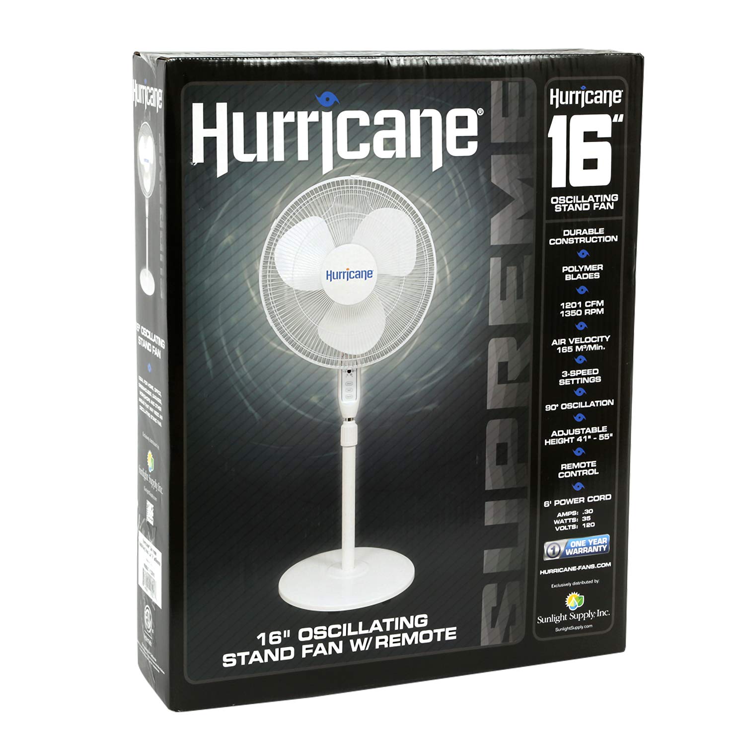 Hurricane® Supreme Oscillating Stand Pedestal Fan 16" with Remote (White) - HGC736545